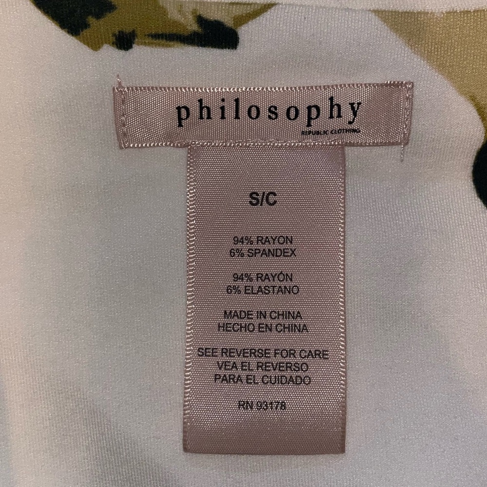 Philosophy White stretchy Blazer with Pink Floral & Olive Leaves woman’s small - Picture 2 of 3